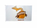 White dacron flag with Michigan The Great Beer State logo, 3'H x 5'W.