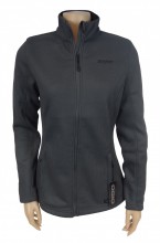 Unique texture 19.9-ounce, 100% poly knit bonded to 100% poly brushed-back fleece with zip-through cadet collar, reverse coil zipper with OGIO zipper pull. Open cuffs and hem, lining embossed with subtle O pattern.