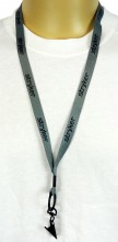 Lanyard, 1/2" Polyester, grey with metal bull dog clip and convenience release
