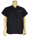 Unisex, v-neck, one pocket black reversible scrub top made of heavyweight 65% polyester/35% cotton ComfortEase fabric with soil-release. Set-in sleeves and a generous cut means more room across the back. Stryker logo on left chest in white thread.