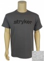 Unisex 5.2-ounce, 50/50 cotton/poly t-shirt.  Horizontal Stryker logo printed in black on front.  Made with up to 5% recycled polyester from plastic bottles.  Taped neck and shoulders.  Double-needle coverseamed crewneck.  Lay-flat collar.  Tag-free label.  Double-needle sleeves and hem. Shown in Smoke Gray, color swatch is Light Steel.