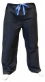 Unisex black cargo scrub pants made of 65% polyester and 35% cotton ComfortEase fabric with soil-release finish. Generous back pocket and drawstring waist with two extra cargo pockets on sides. Pants feature four-panel construction with sewn in gussets on sizes large and up. Regular inseam of 31-1/2