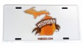 White metal license plate with full color Michigan The Great Beer State logo.